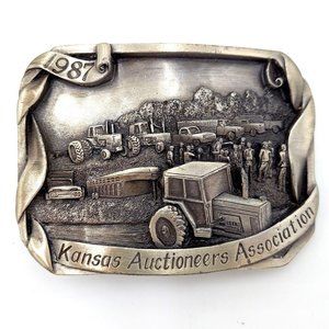 Kansas Auctioneers Belt Buckle Vintage 1987 Assoc
